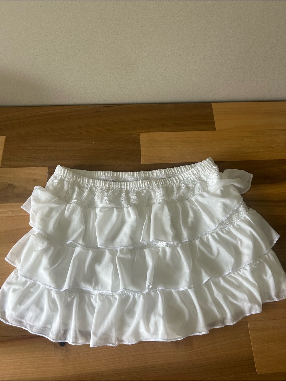 Tiered White Ruffle Mini Skirt
